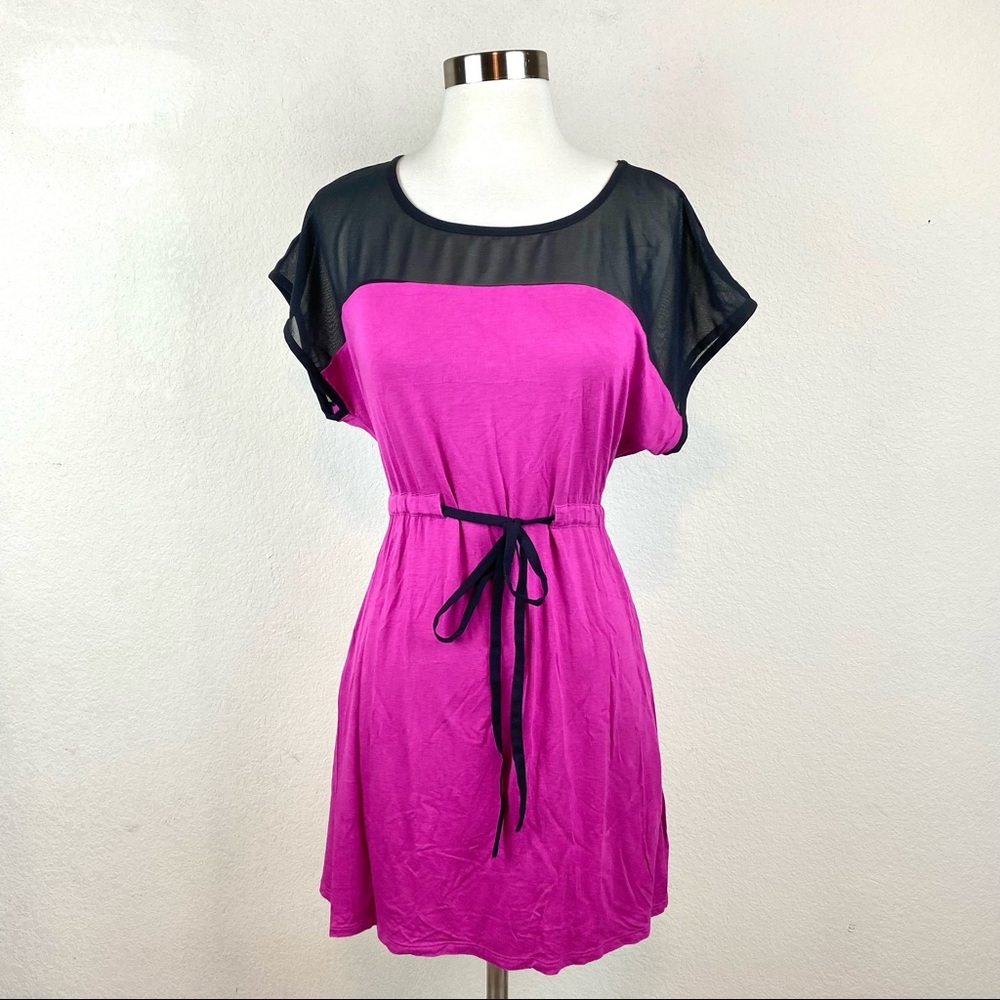 Motherhood Maternity Black Mesh & Purple Top